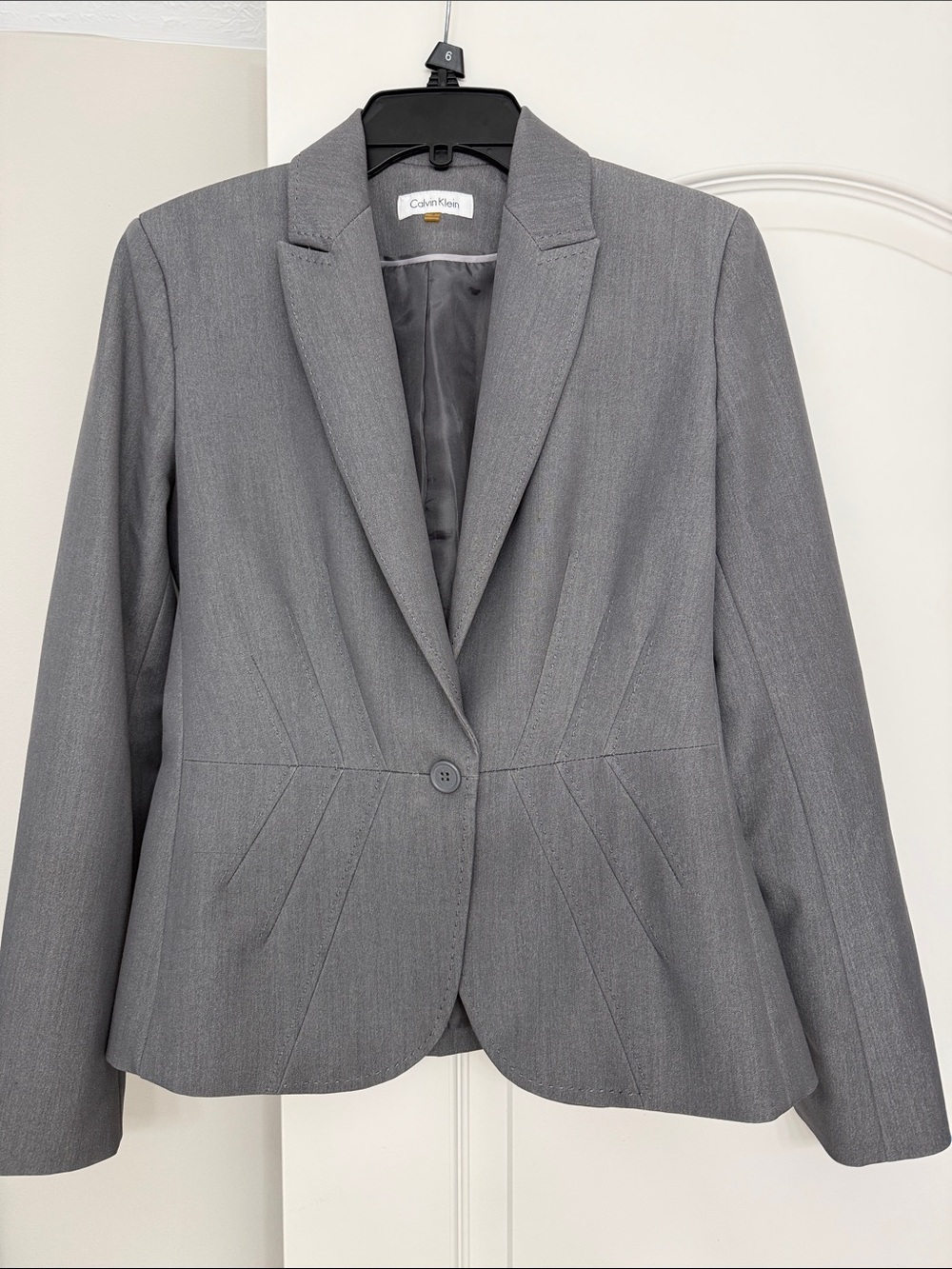 Calvin Klein Gray Single-Button Tailored Blazer